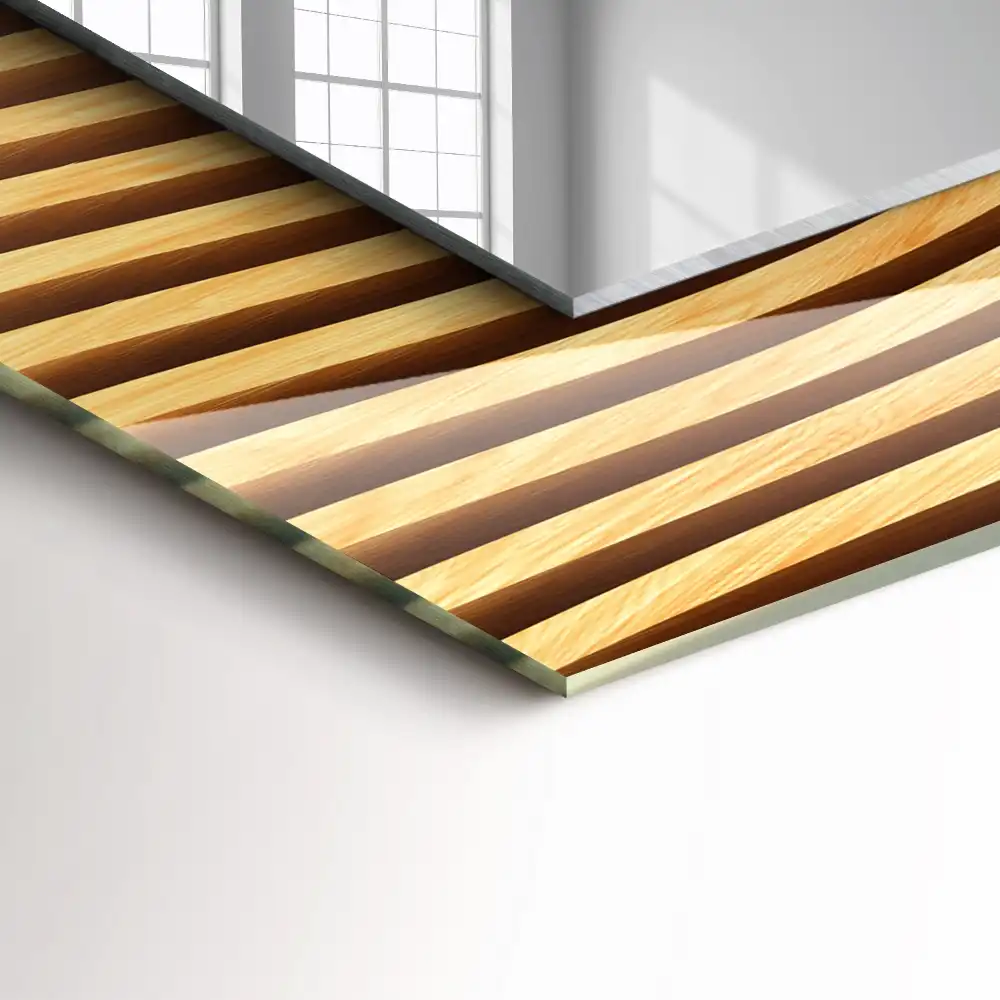 Rectangular decorative mirror Wooden waves