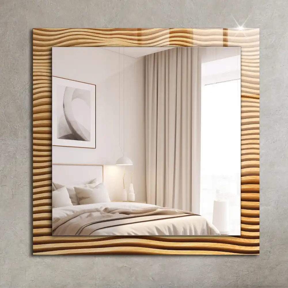 Rectangular decorative mirror Wooden waves