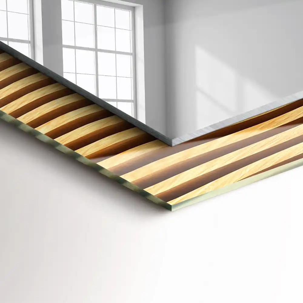 Rectangular decorative mirror Wooden waves