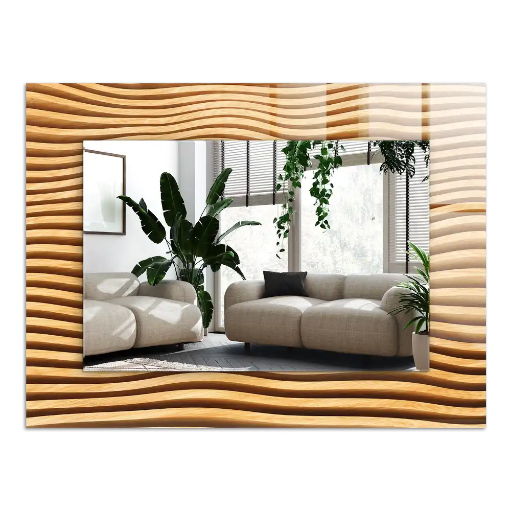 Rectangular decorative mirror Wooden waves