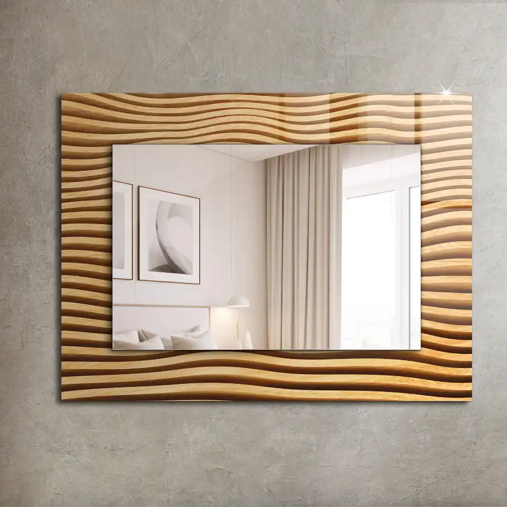 Rectangular decorative mirror Wooden waves