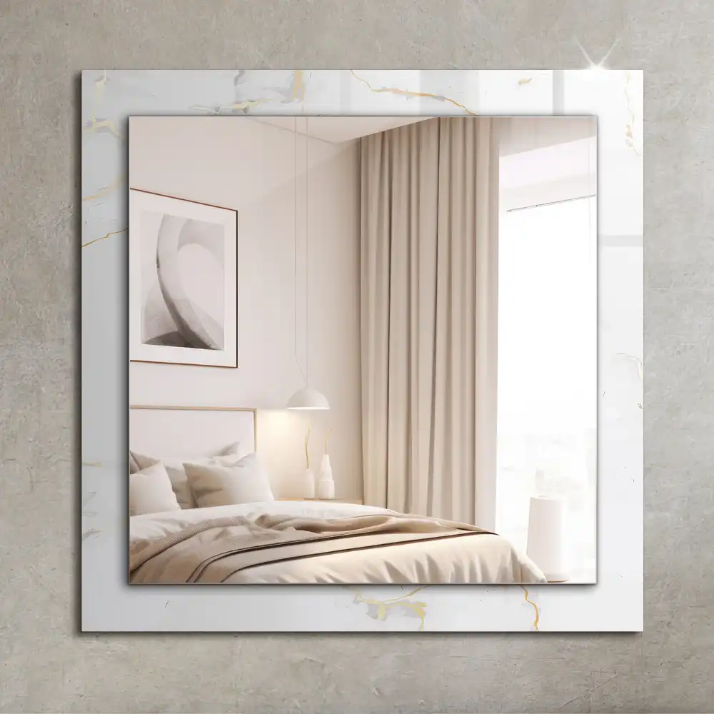 Rectangular mirror print White marble pattern