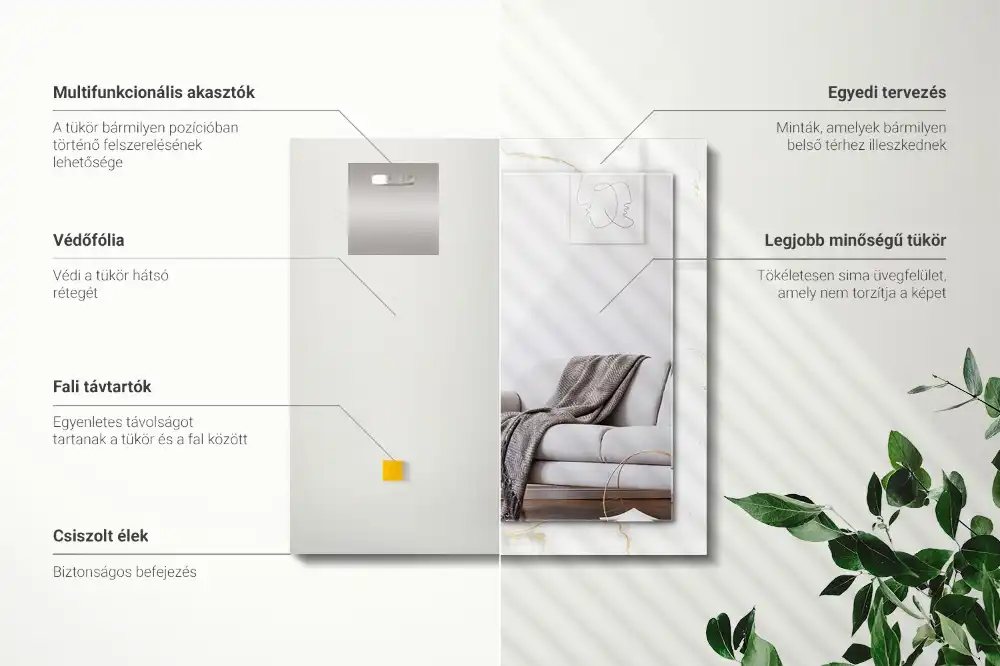 Rectangular mirror print White marble pattern