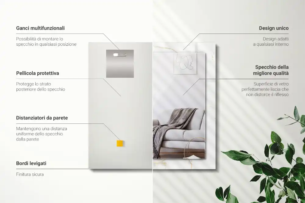 Rectangular mirror print White marble pattern