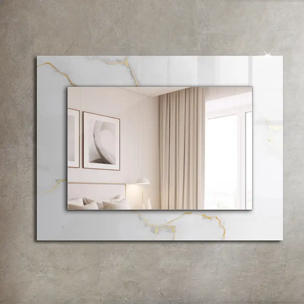 Rectangular mirror print White marble pattern