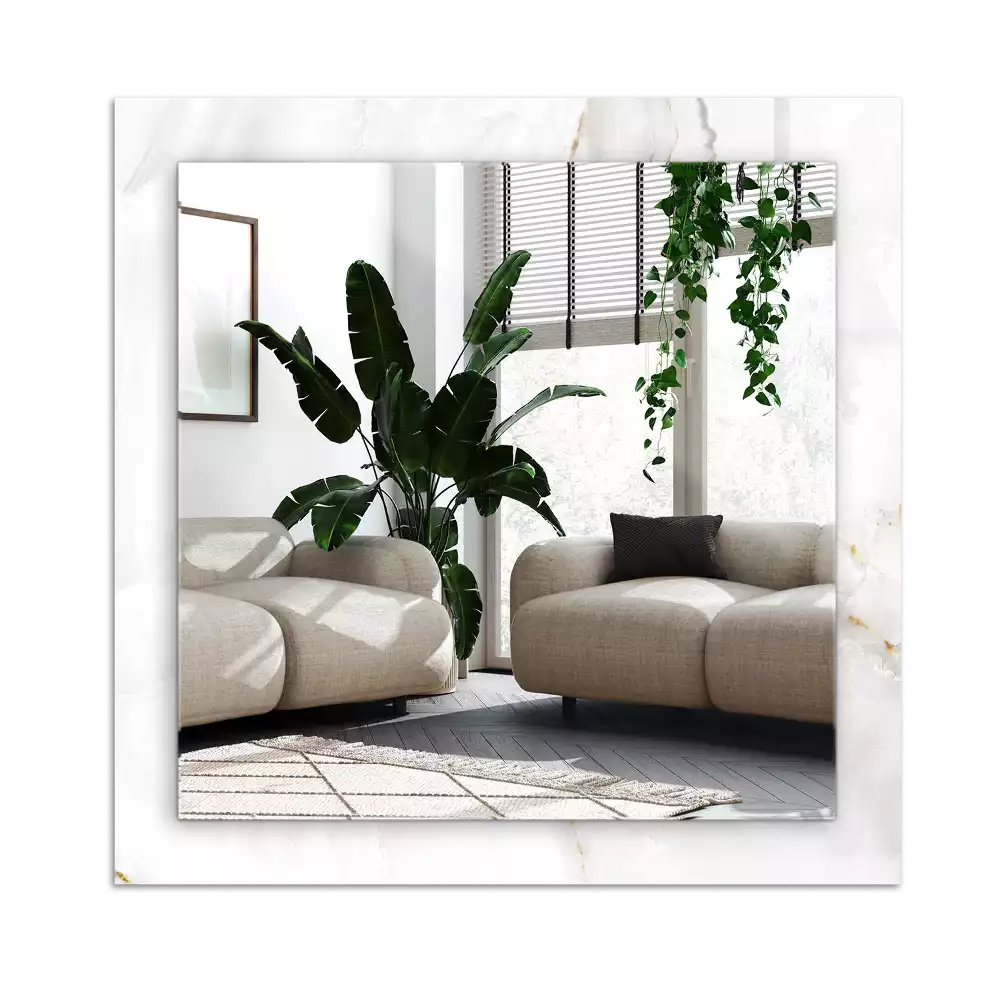 Rectangular wall mirror design White marble pattern
