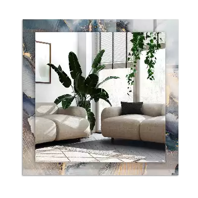 Rectangular decorative mirror Abstract blue art