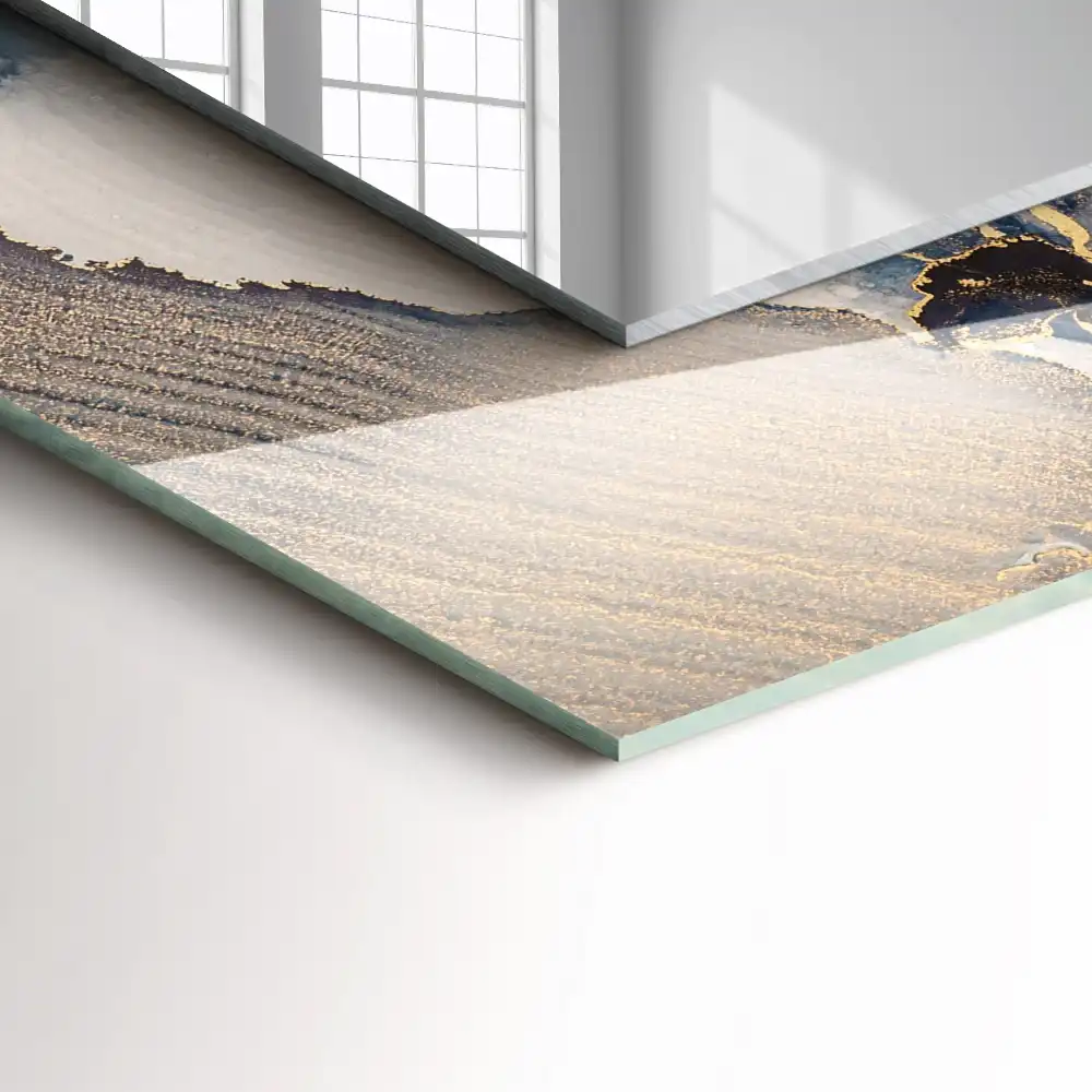 Rectangular decorative mirror Abstract blue art