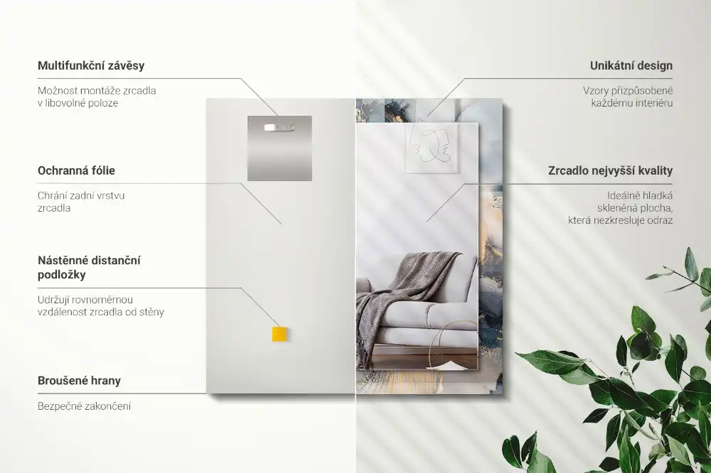 Rectangular decorative mirror Abstract blue art