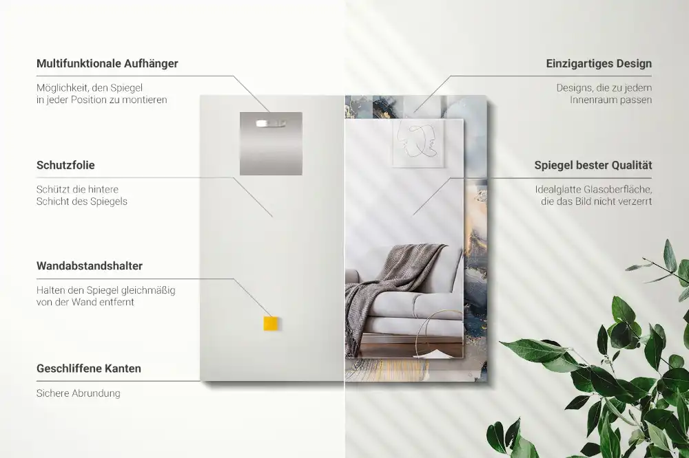 Rectangular decorative mirror Abstract blue art