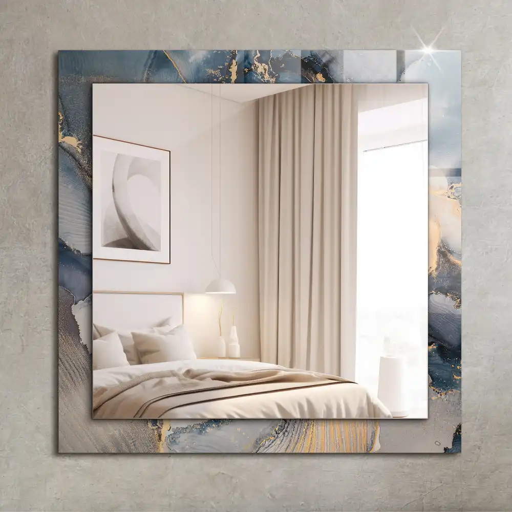 Rectangular decorative mirror Abstract blue art