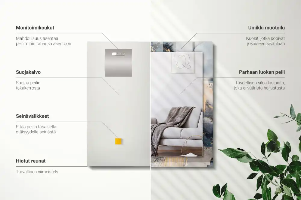 Rectangular decorative mirror Abstract blue art