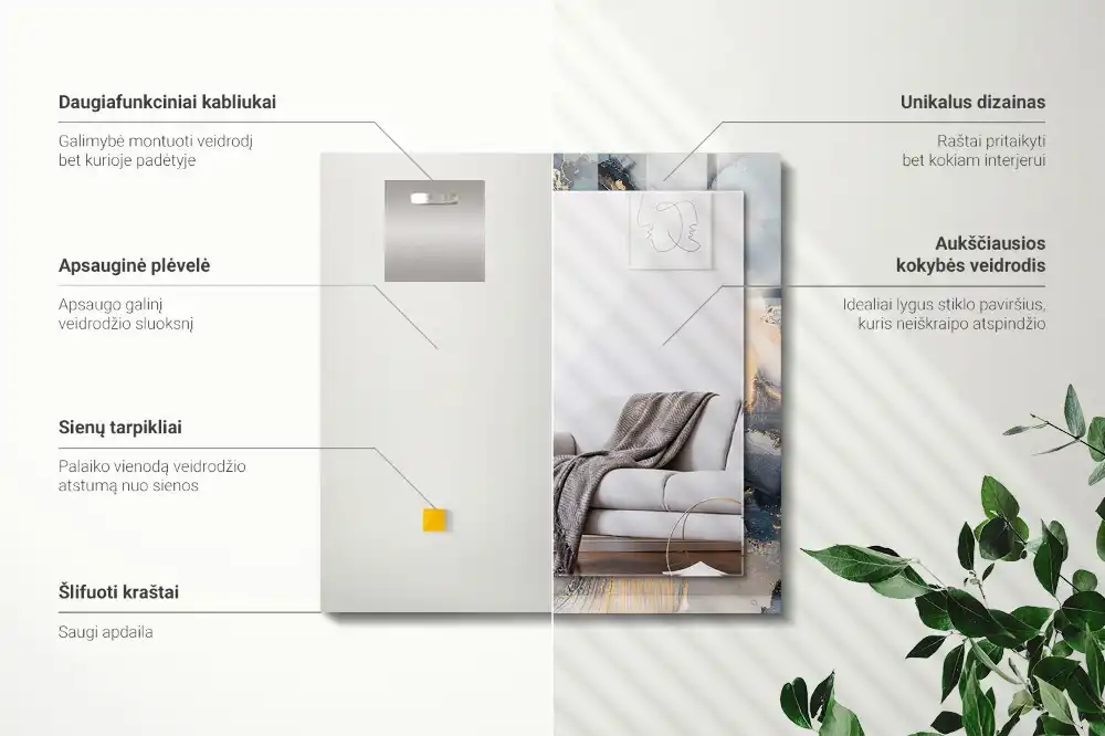 Rectangular decorative mirror Abstract blue art