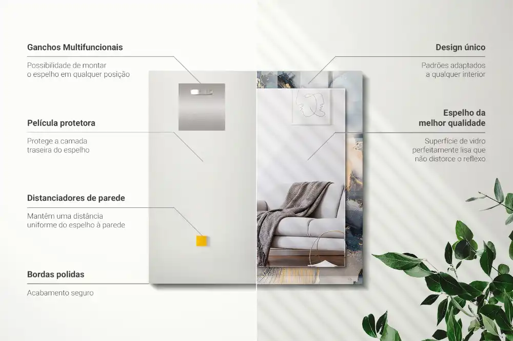 Rectangular decorative mirror Abstract blue art