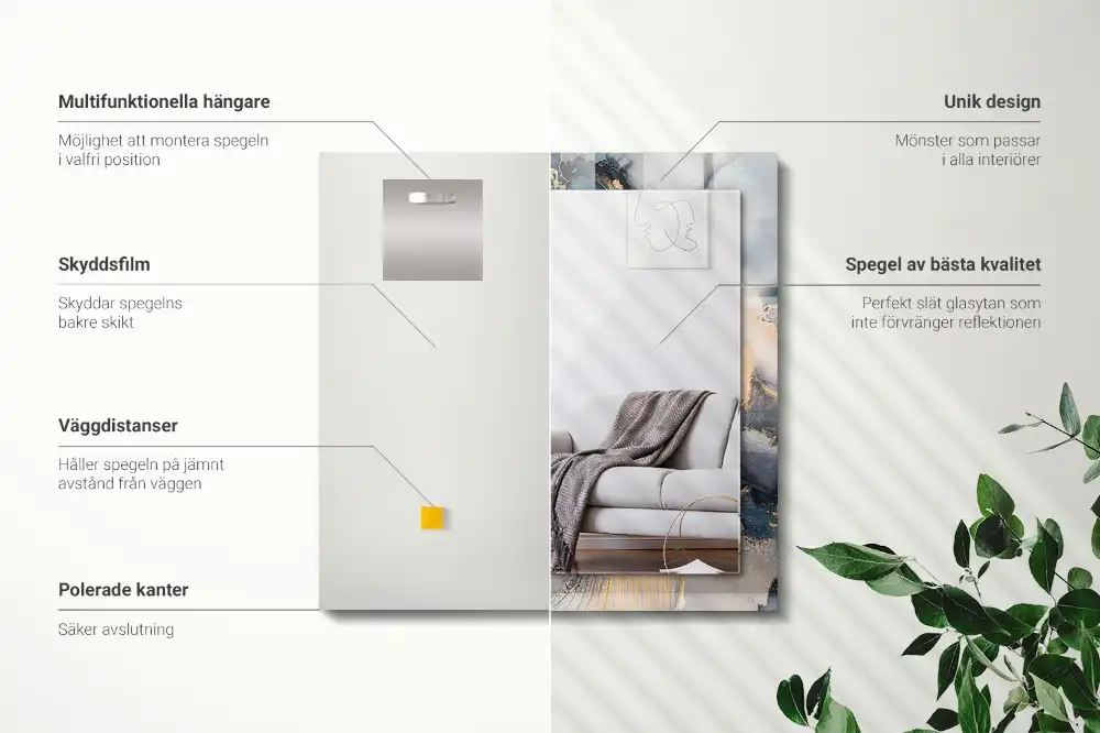 Rectangular decorative mirror Abstract blue art