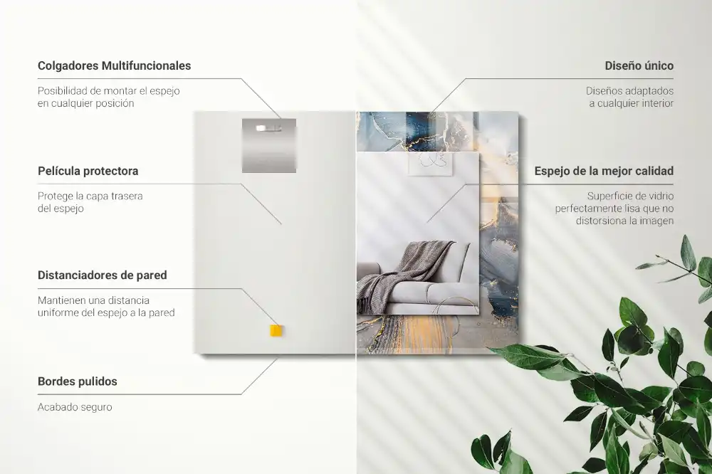 Rectangular decorative mirror Abstract blue art