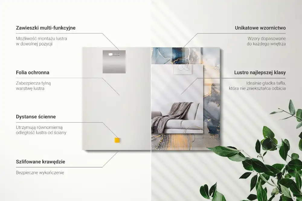 Rectangular decorative mirror Abstract blue art