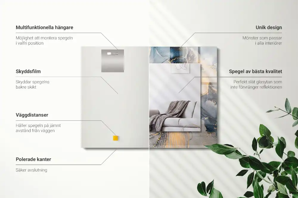 Rectangular decorative mirror Abstract blue art