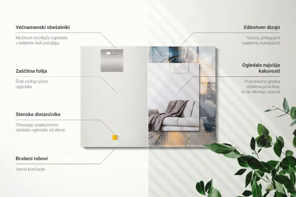 Rectangular decorative mirror Abstract blue art