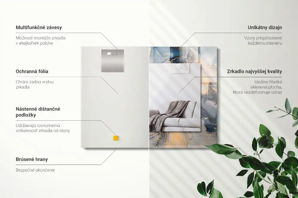 Rectangular decorative mirror Abstract blue art