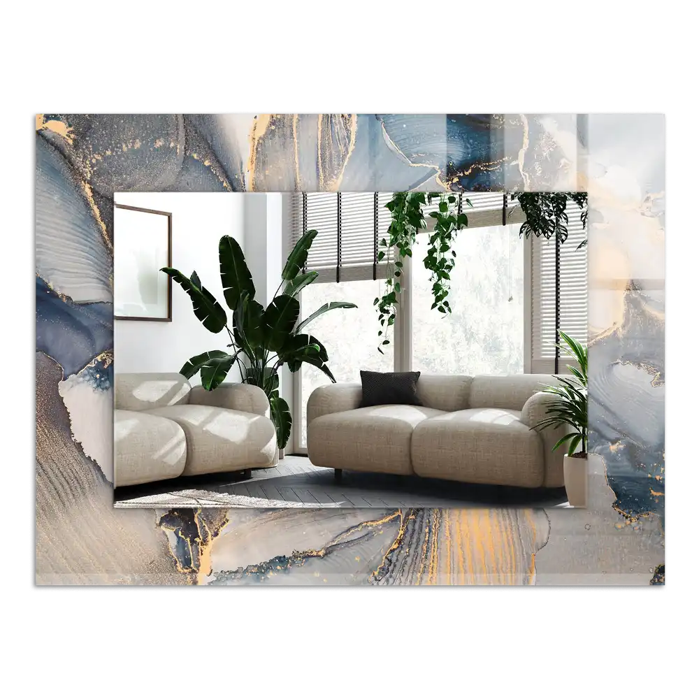 Rectangular decorative mirror Abstract blue art