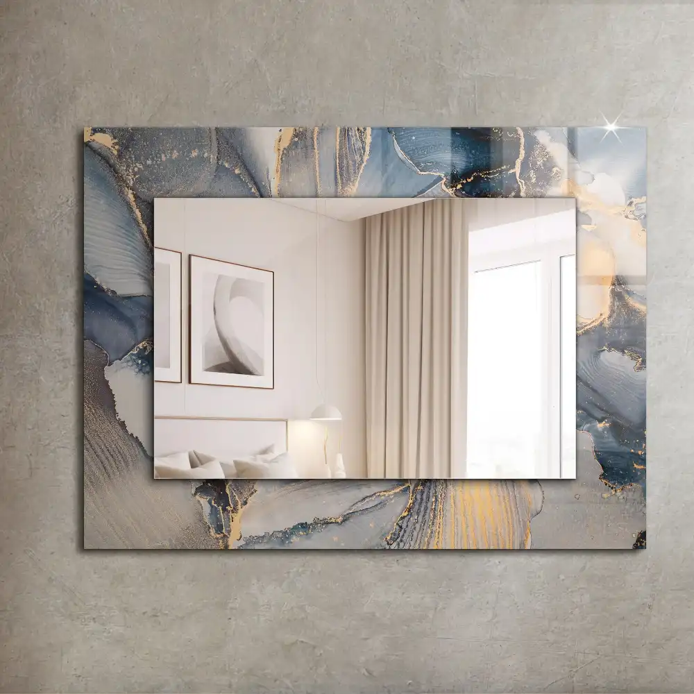 Rectangular decorative mirror Abstract blue art