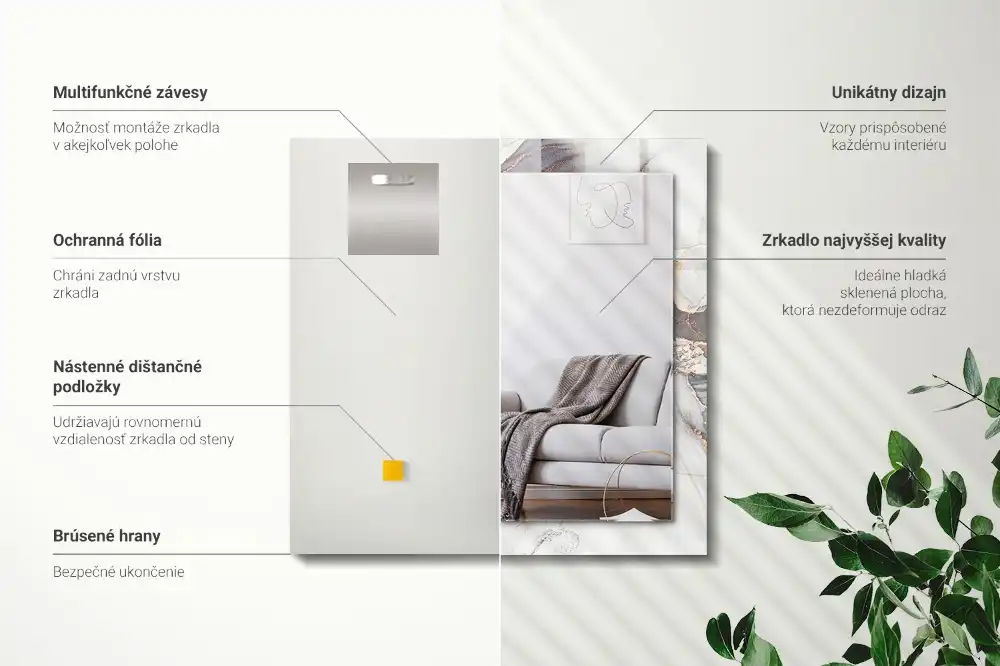 Rectangular mirror print Abstract art marble