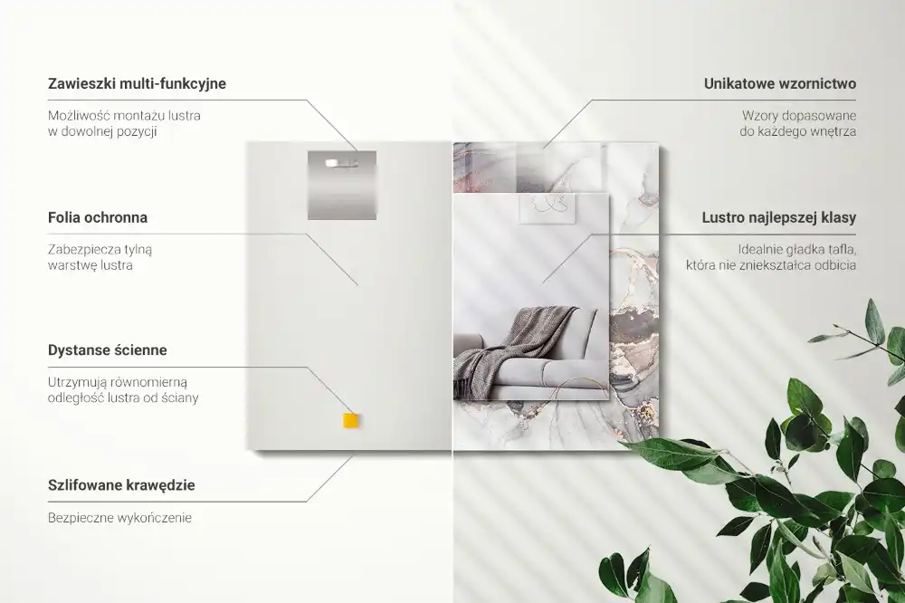 Rectangular mirror print Abstract art marble