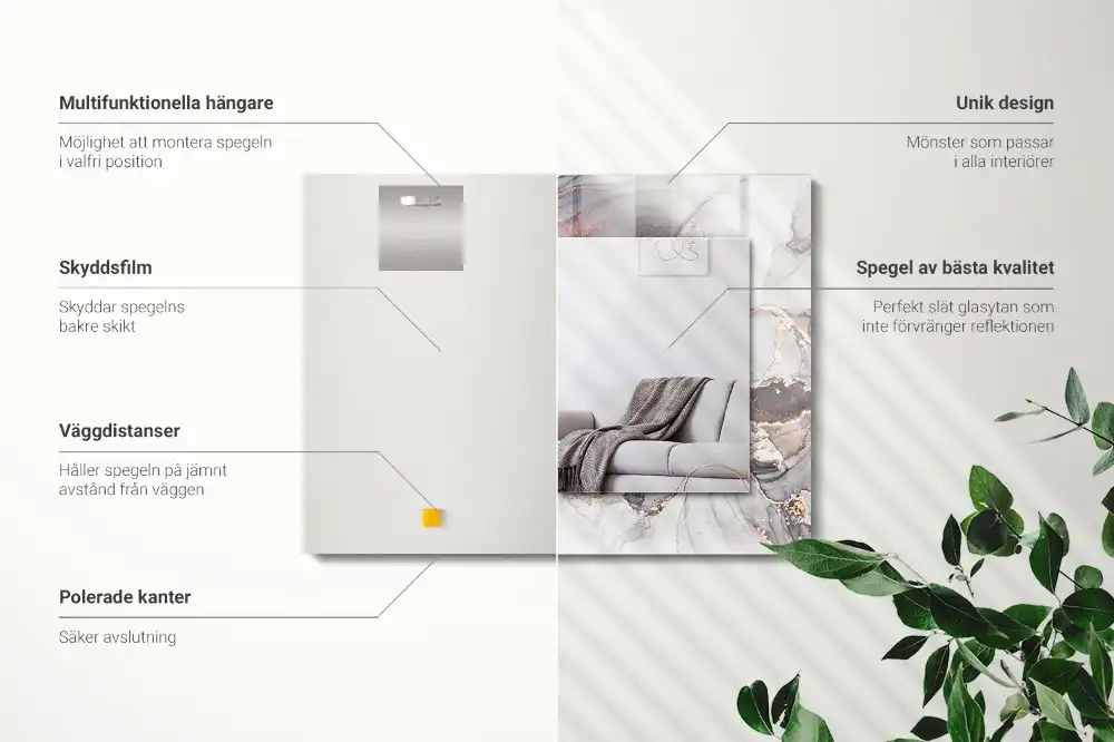 Rectangular mirror print Abstract art marble