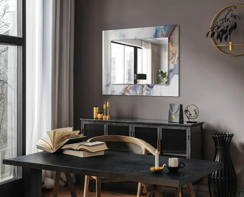 Rectangle decorative mirror Abstract art marble