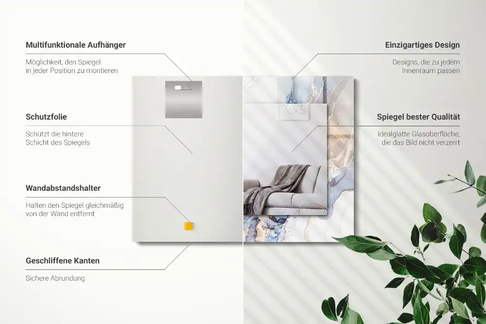 Rectangle decorative mirror Abstract art marble