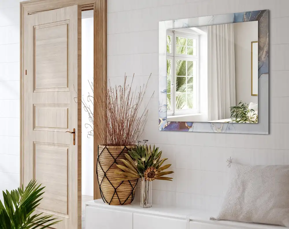 Rectangle decorative mirror Abstract art marble