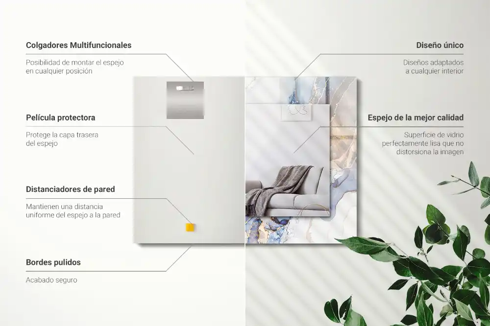 Rectangle decorative mirror Abstract art marble