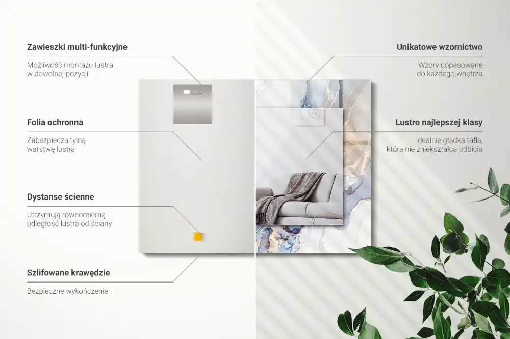 Rectangle decorative mirror Abstract art marble