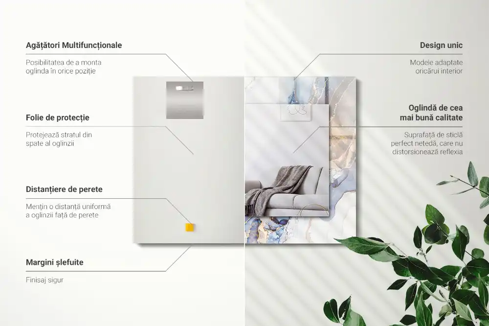 Rectangle decorative mirror Abstract art marble