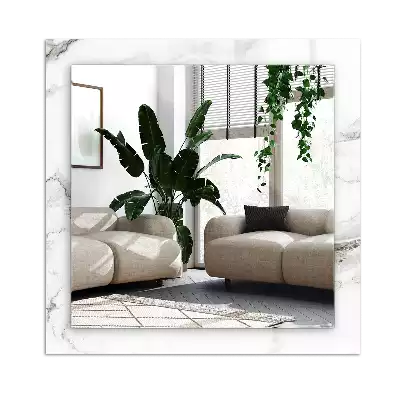 Rectangular wall mirror design White marble pattern