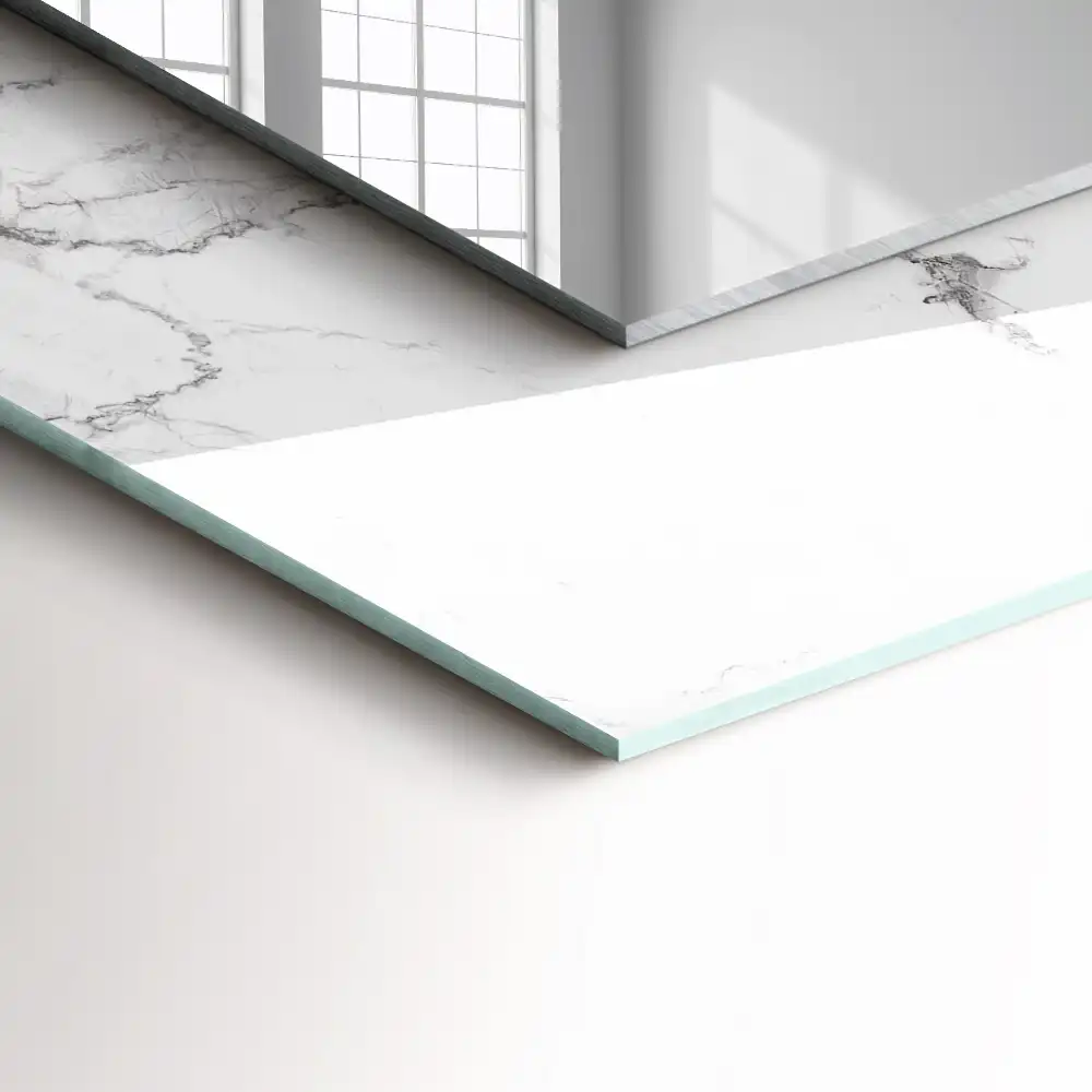 Rectangular wall mirror design White marble pattern