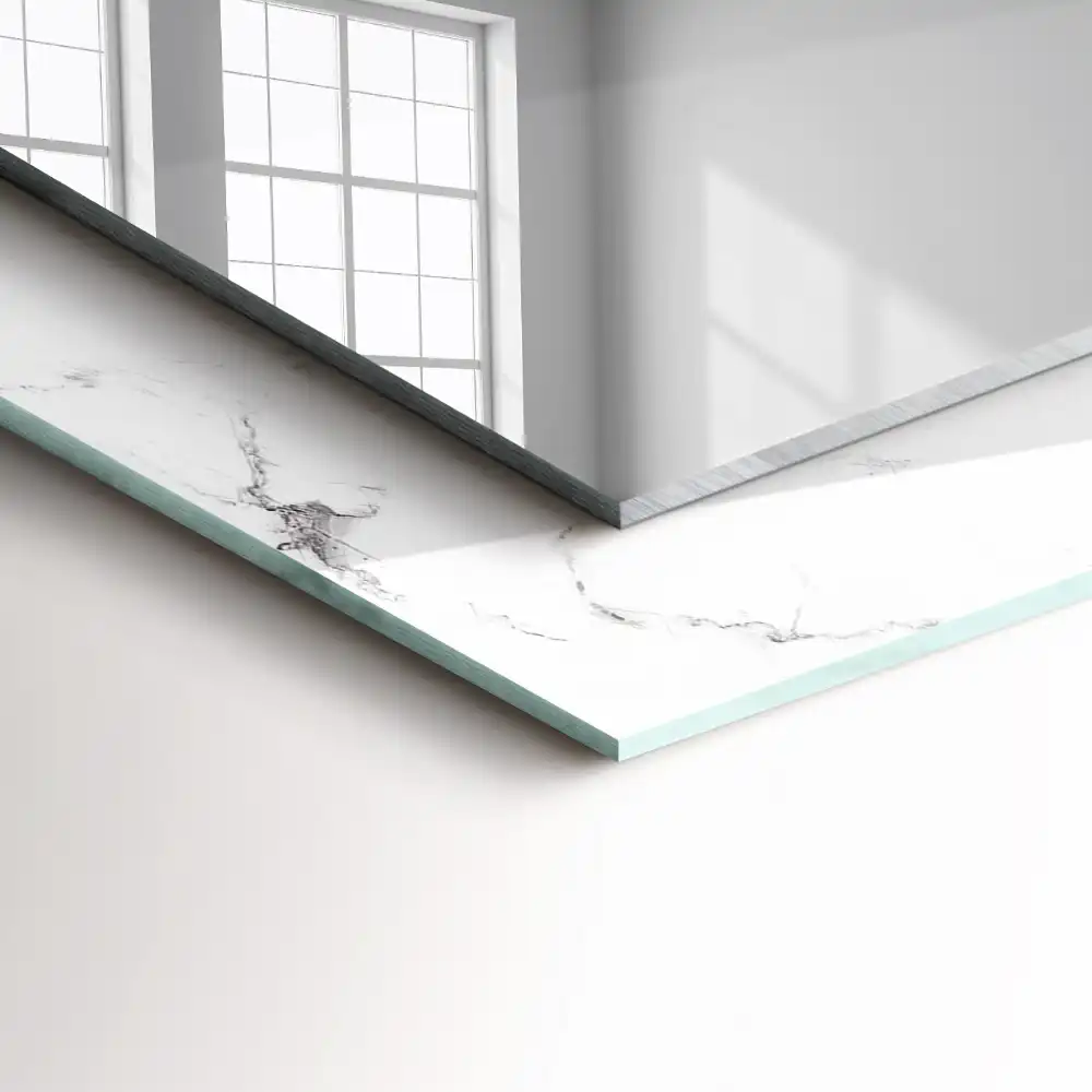 Rectangular wall mirror design White marble pattern