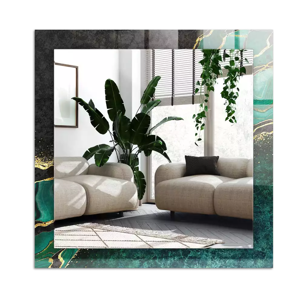 Rectangular decorative mirror Green abstract patterns