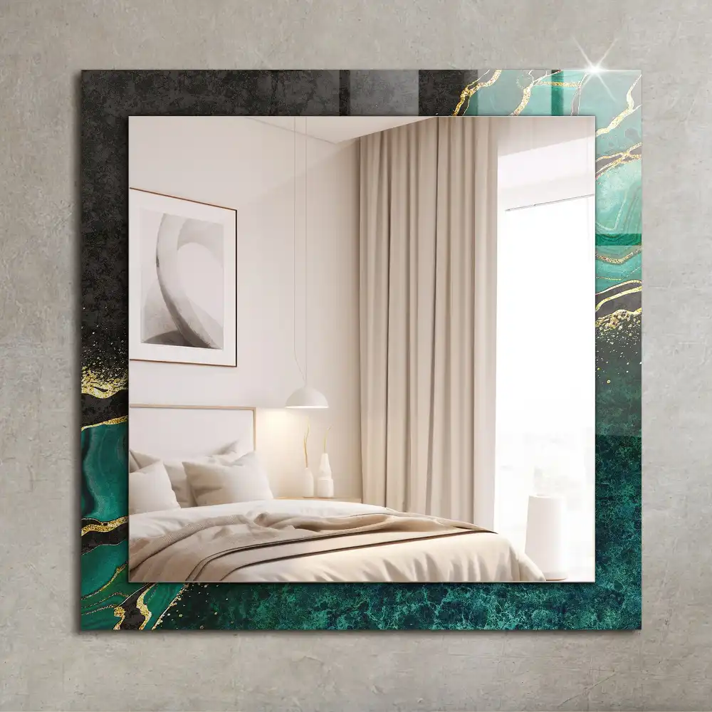 Rectangular decorative mirror Green abstract patterns
