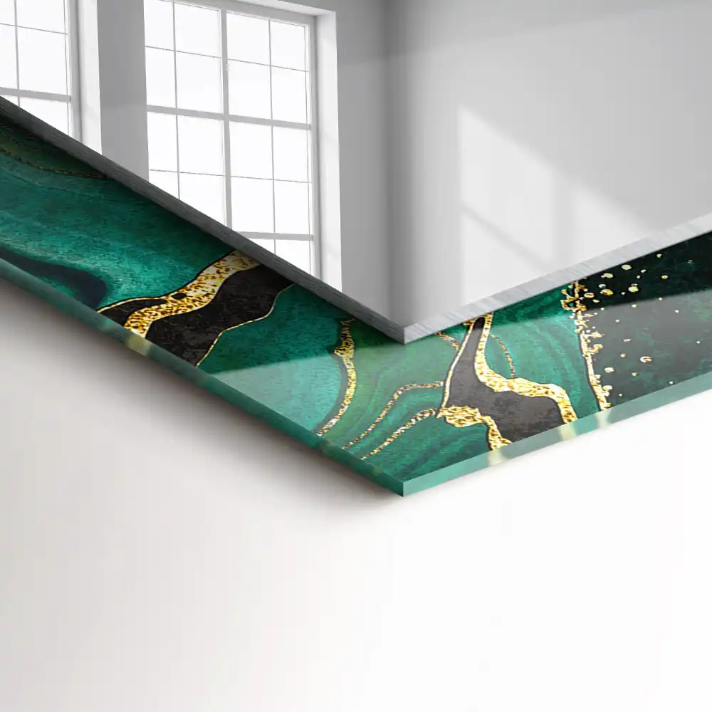 Rectangular decorative mirror Green abstract patterns