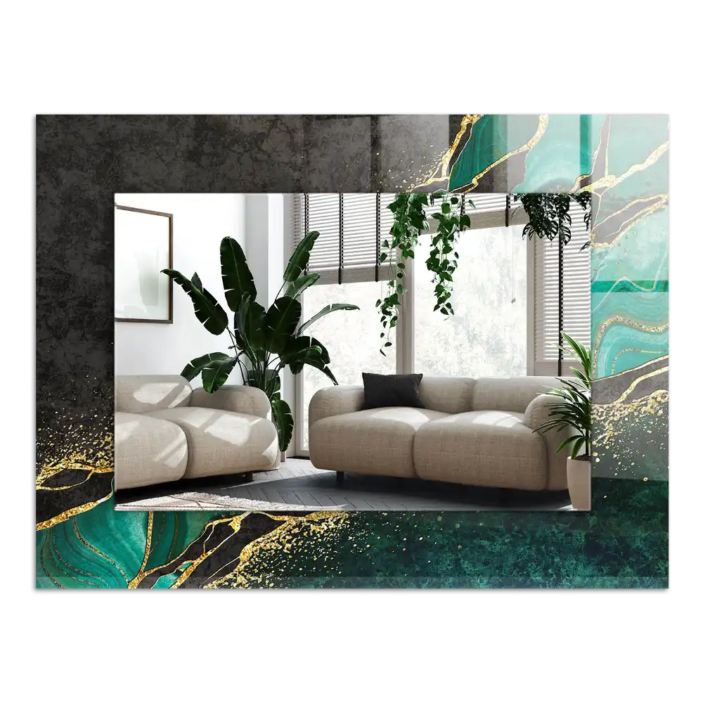 Rectangular decorative mirror Green abstract patterns