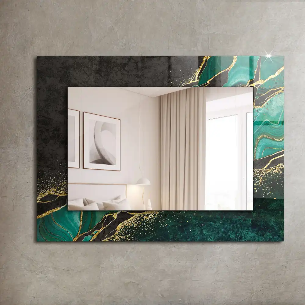 Rectangular decorative mirror Green abstract patterns