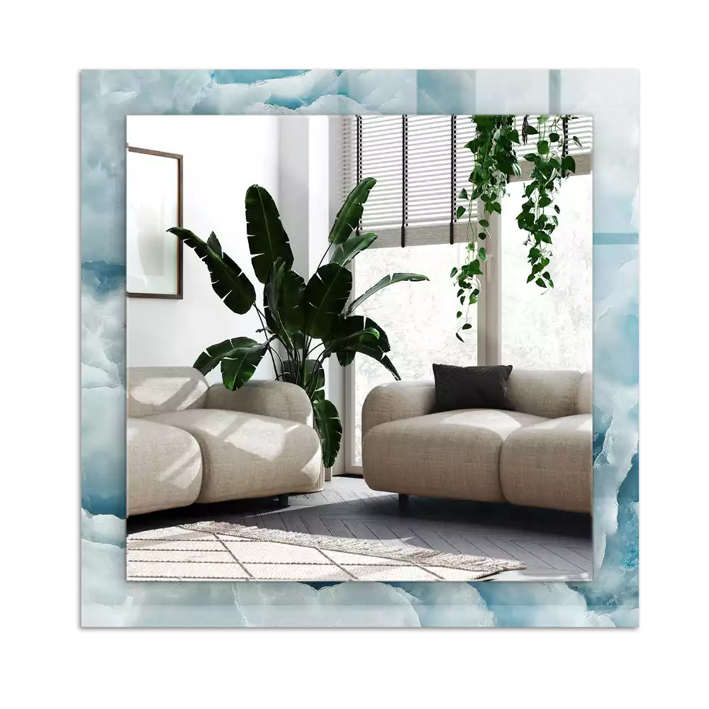 Rectangle decorative mirror Blue marble texture