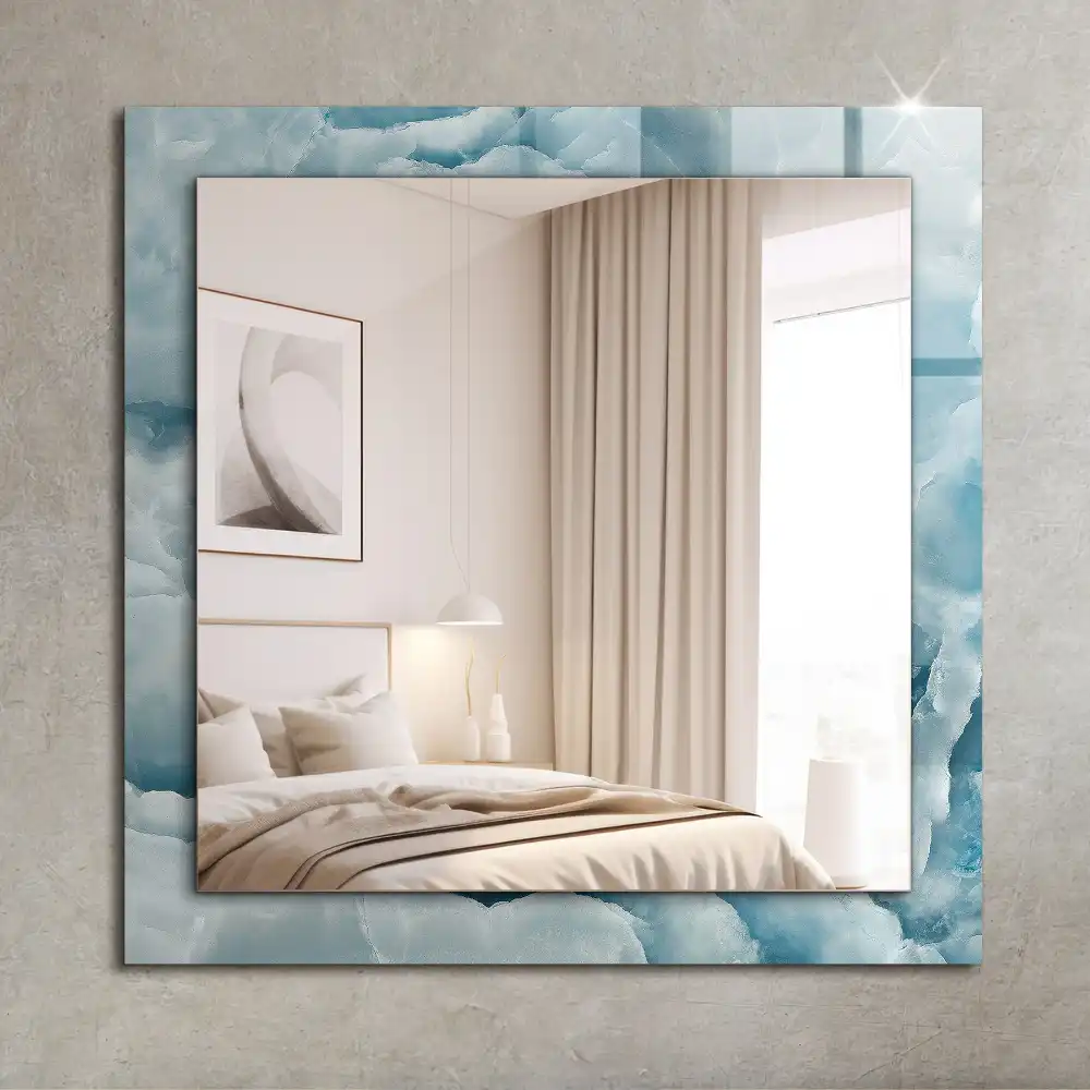 Rectangle decorative mirror Blue marble texture