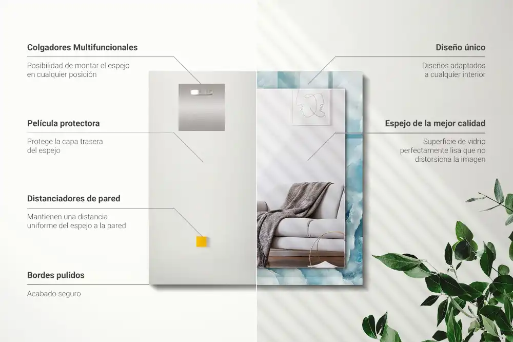 Rectangle decorative mirror Blue marble texture