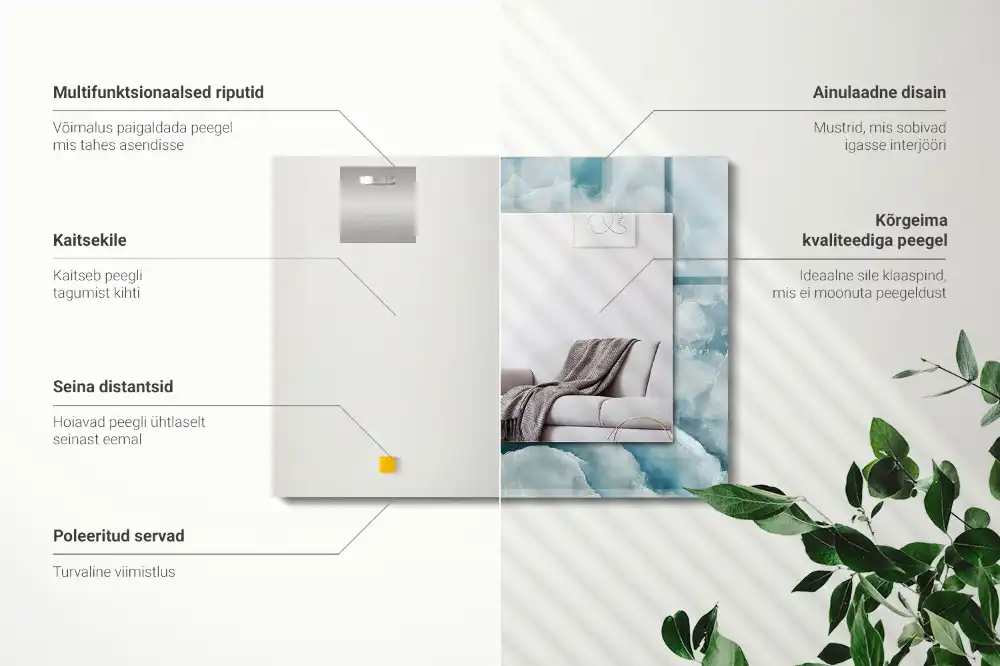 Rectangle decorative mirror Blue marble texture