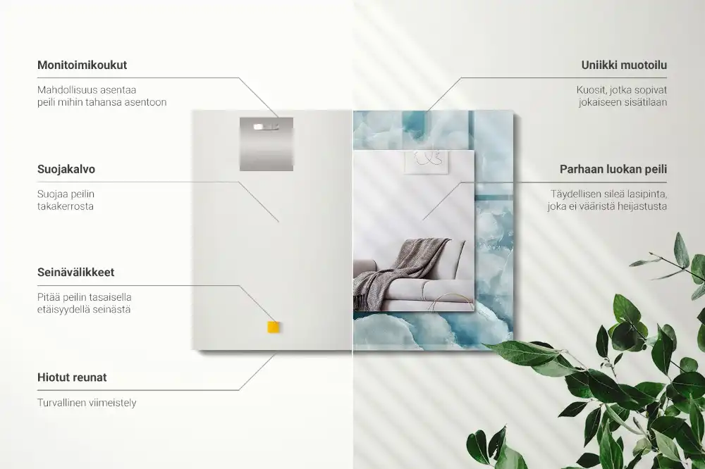 Rectangle decorative mirror Blue marble texture