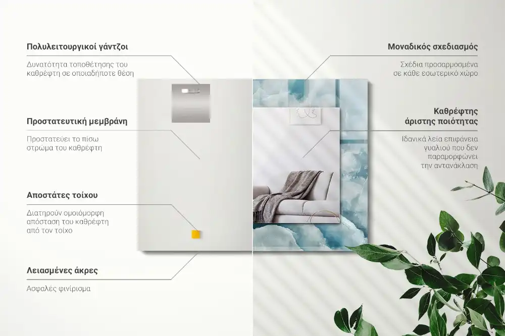 Rectangle decorative mirror Blue marble texture