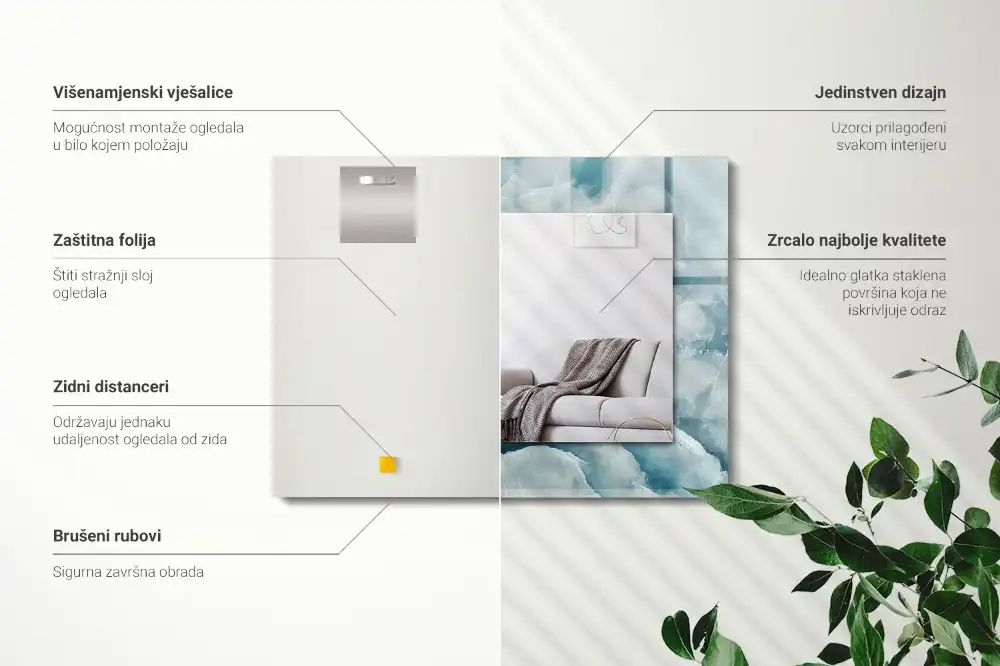 Rectangle decorative mirror Blue marble texture